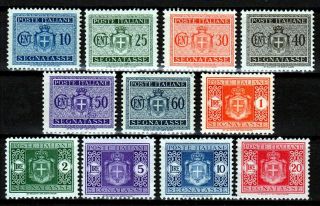 Italy 1945/46 ☀ Segnatasse / Postage Due With Watermark 3 Mi.  63/73 ☀ 11v Mh
