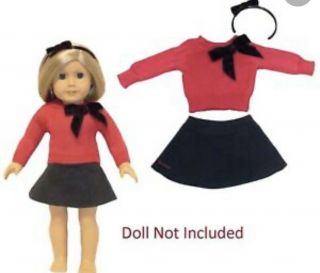 American Girl Doll Sparkle Bow Sweater Skirt & Headband Set Holiday Christmas
