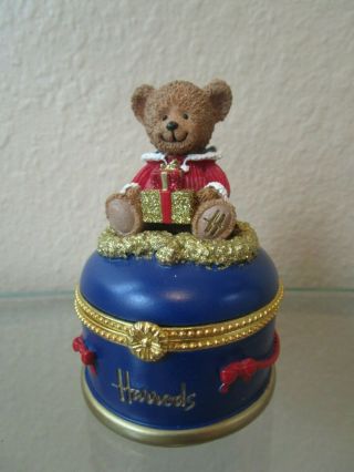 Harrods Trinket Box Christmas Teddy Bear With Gift