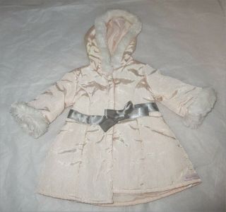 Authentic American Girl Doll Pink & Gray Coat Parka Hooded Jacket Euc