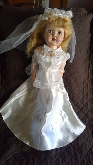 Vintage 1950s Composition Doll 26 " Girl,  Extra Dresses Sleep Eyes