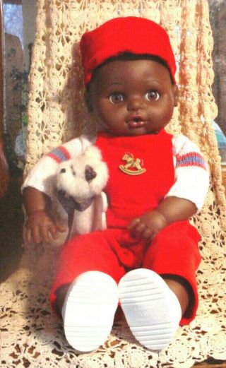 Vtg 1970 15 " African American Black Baby Boy Lissi Puppe Doll 4 Christmas Vinyl