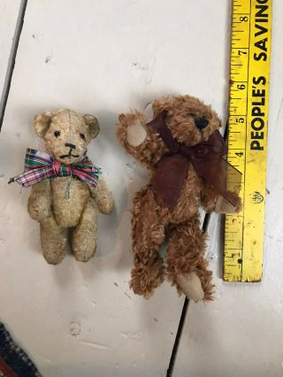 2 Antique Vintage Mohair Miniature Teddy Bears