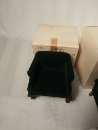 VINTAGE DOLLHOUSE FURNITURE,  GREEN SOFA AND CHAIR SET 1:12 Concord MINIATURE ' S 3