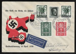 Germany / Austria - 1938 Anschluss Cover - Mixed Franking - Wien Pictorial Pmk