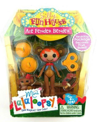 Mini Lalaloopsy Silly Funhouse Ace Fender Bender Boy Doll Figure & Pet Monkey Np