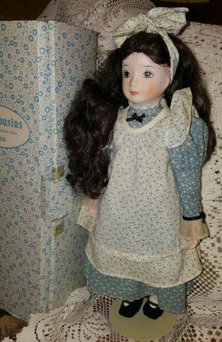 14 " Porcelain Calico Cousins Jessica Russ Doll /box & Stand Incl.