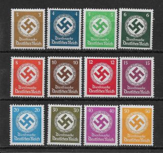 Germany 3rd Reich Mi 132 - 143 Official Stamps Issued 1934 Mnh