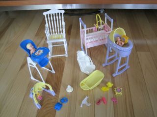Barbie Baby Nursery Furniture Accessories & 2 Babies