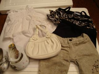 Build A Bear - Black Pant Outfit And White Outfit & Accessories.