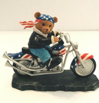 Cherished Teddies " Born To Be " On Motorcycle 5 " Tall X 6 " Long Patriotic