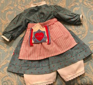 Authentic American Girl Doll Clothes Kirsten Meet Dress - Apron - Pocket - Pantaloons