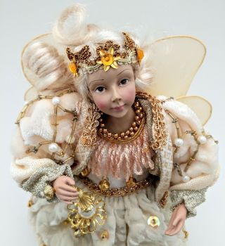 Fantasy Fairy Elf Shelf Sitter Doll Tan Beige Gold Very Detailed