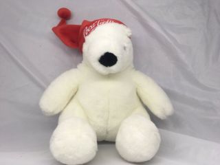 Boyds Coca - Cola White Polar Bear Plush 17 " With Red Coca - Cola Hat