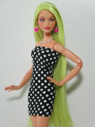 Ooak Fashionista Barbie Doll,  Reroot And Repaint,  Made To Move,  Green Hair