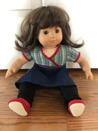 American Girl Bitty Baby Twin Doll Brown Hair And Eyes 16 " W/clothes Euc