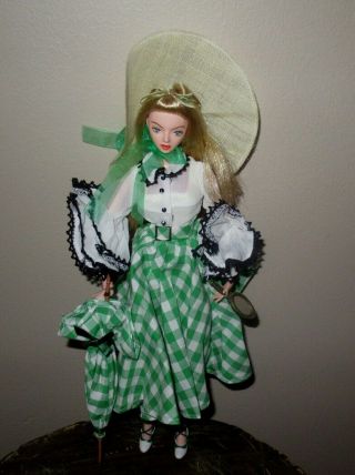 Volks Dolls Dollfie Blonde Hair Wearing Southern Style Dress & Hat