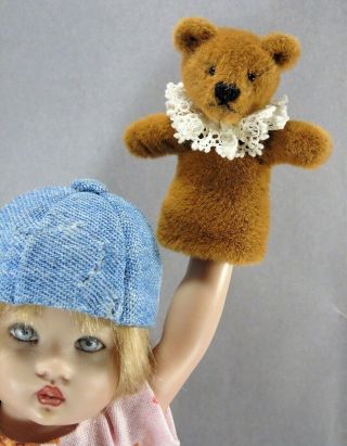 Artist Made Miniature 2 " Teddy Bear Puppet By Beth Diane Hogan Ooak