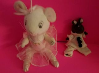 American Girl Angelina Ballerina 9 " Posable Mouse Doll & 6 " Grey Mouse Doll