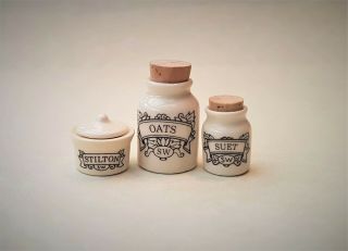 Dollhouse Miniature Stokesay Ware Kitchen Cannisters 1/12th Scale