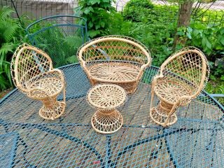 American Girl Doll - Compatible - Wicker Furniture Set