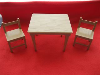 Madeline 8 " Dollhouse Furniture Brown Plastic Kitchen Table 2 Chairs