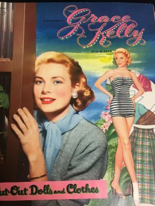 Vintage Paper Doll Cutout Book,  “grace Kelly”,  C1950s,  Mgm Movie Star