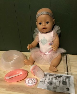 Baby Born Blue Eyes Interactive Doll 16” Drinks Wets Sleeps Euc (princess)