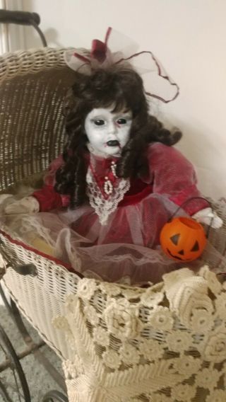 Creepy Porcelain Doll Halloween Haunted House Prop Repaint Ooak Emily 16 " Scary