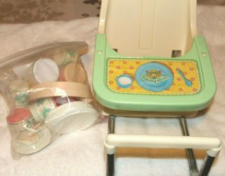Vtg 1980s Cabbage Patch Kids Table Mate High Chair & Accessories Cpk Coleco