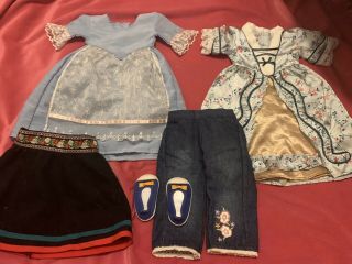 American Girl Doll 5pc Dresses Gowns Shirt Jeans & Shoes Felicity Samantha