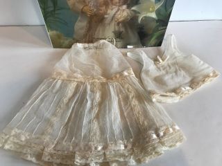 Vintage Lace & Satin Trimmed Skirt And Chemise For Antique Bisque Doll