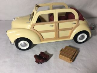 Calico Critters/sylvanian Families Cream Woody Car Suitcase Baby Seat & Tow Bar