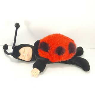 Anne Geddes Sleeping Plush Baby Ladybug Doll 9 " 1997 Red Black Lady Bug