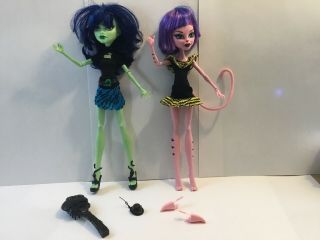 Monster High Doll Cam Create - A - Monster Pink Cat Ears Wig Tail Green Witch Outfit