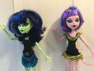 MONSTER HIGH Doll CAM Create - A - Monster Pink Cat Ears Wig Tail Green Witch Outfit 2