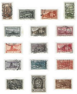 Saargebiet Germany 1934 Complete Set Of 16 Michel 179 - 194 Cv €150