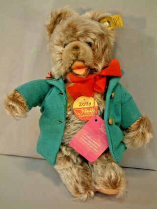 9 " Steiff Zotty Dressed For Christmas Brass Button & 3 Tags Made In Austria Look