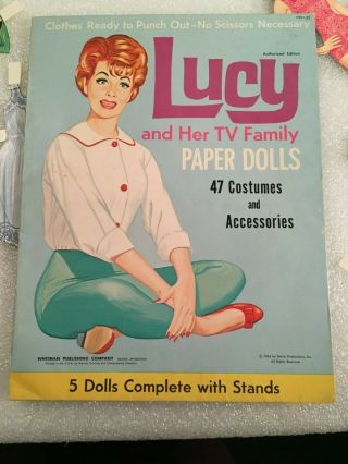 Vintage Lucy And Her Tv Family Paper Dolls 1963 Whitman 5 Characters