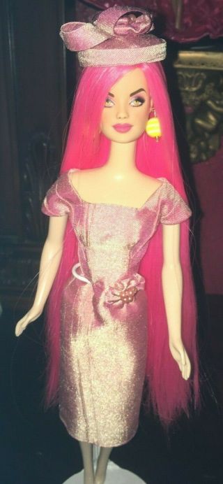 Barbie Ooak Pink Long Reroot Hair With Outfit