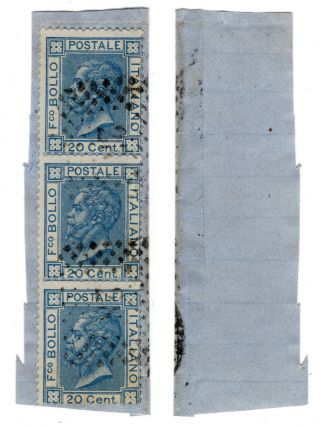 Italy Italia Regno 1867 Emanuele 2 - 20c Strip 3 Stamps