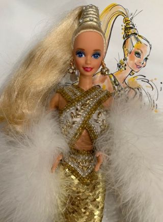 Bob Mackie Gold Barbie With Lithograph