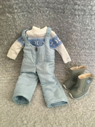 American Girl 18 " Doll Snow Outfit (bib Overalls,  Sweater And Boots)