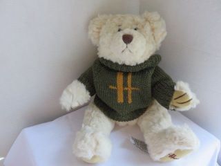 Harrods Knightsbridge Plush Teddy Bear Green Sweater Stuffed Animal Toy 12 "