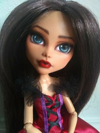 Monster High Ooak Cleo De Nile Doll Brunette Hair Reroot Face Repaint.
