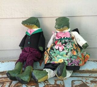 Handmade Judy Wachlin Animal Doll Set,  Alligators Vintage,  Collectors,  Signed