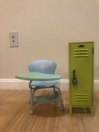 American Girl Doll School Chair And Locker.  Doll Is Not.