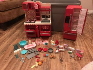 Our Generation Red Gourmet Kitchen Set W 35 Accessories For 18 " Doll