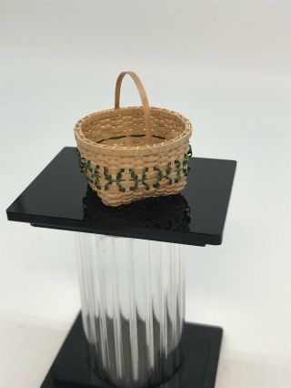 Dollhouse Miniature Artisan Signed Kathie Babcock Hand Woven Basket