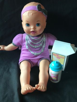 Fisher Price Little Mommy Baby Doll And Accessories Pouring Milk Carton,  Bottle